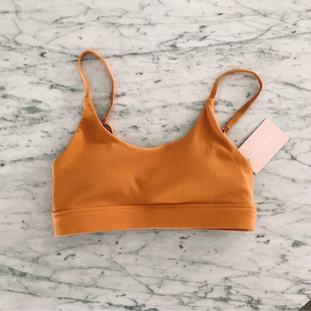 Yoga Ribbed Sports Bra in Orange - Small